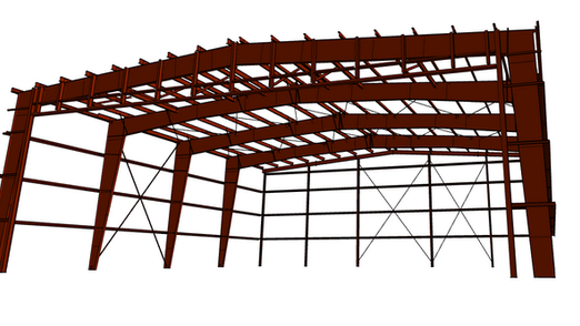 A 3D model of a steel structure designed by Northern State Steel.