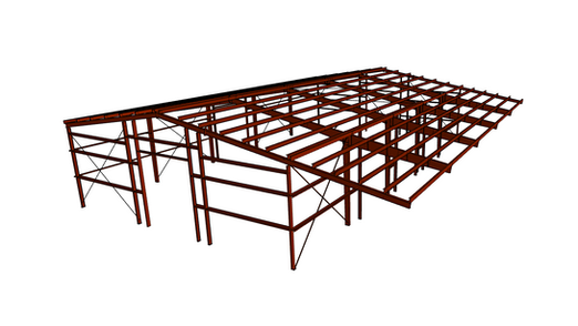 A 3d model of a Northern State Steel structure on a white background.