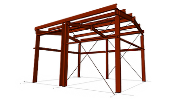 A detailed drawing depicting the anatomy of a steel frame structure, commonly found in modern metal buildings.
