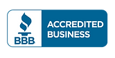 A bbb logo with the words accredited business.